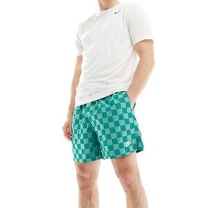 NIKE Men’s Lightweight Flow Shorts Checked Green Size L NEW